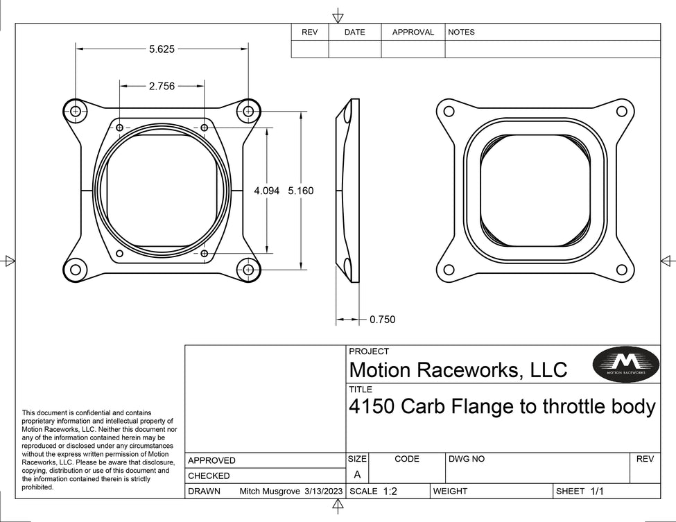 4150 to 102mm Billet EFI Throttle Body Adapter Flange 10-13019 – Motion ...