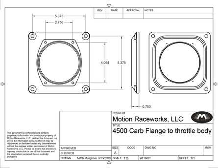 4500 to 102mm EFI Throttle Body Flange 10-13020-Motion Raceworks-Motion Raceworks