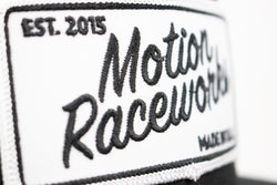 Motion Heritage Flat Bill Black w/ White Patch Snapback 95-135-Motion Raceworks-Motion Raceworks