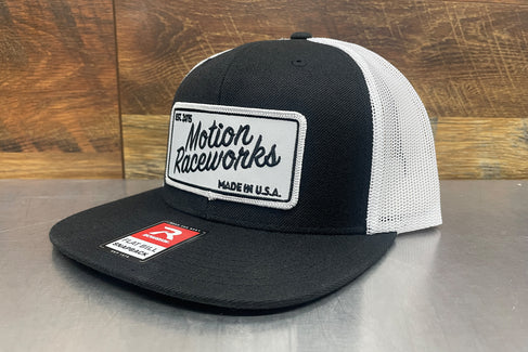 Motion Heritage Flat Bill Black w/ White Patch Snapback 95-135-Motion Raceworks-Motion Raceworks