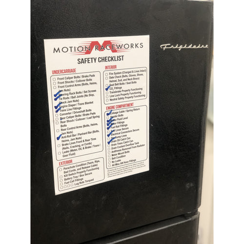 Motion Safety Checklist Magnet Dry Erase-Motion Raceworks-Motion Raceworks