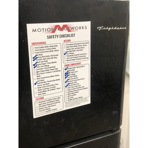 Motion Safety Checklist Magnet Dry Erase – Motion Raceworks