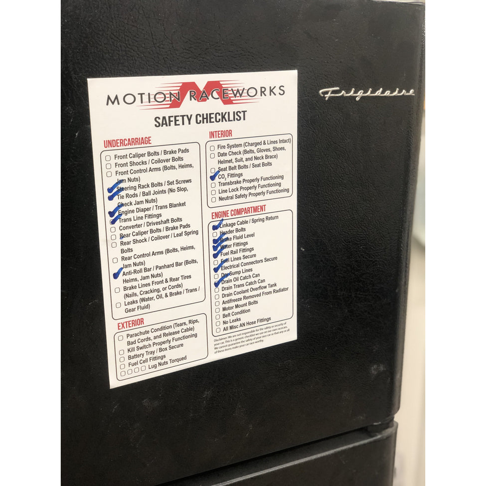 Motion Safety Checklist Magnet Dry Erase – Motion Raceworks