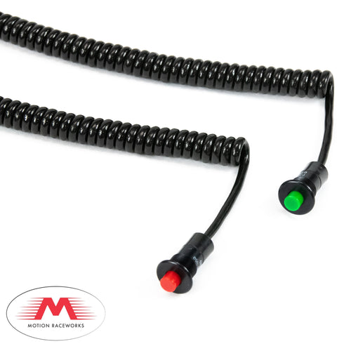 Motion Raceworks Momentary Small Push Button w/6' Wound Cord (Red or Green)-Motion Raceworks-Motion Raceworks