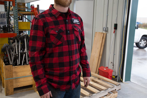 Discontinued Motion Red/Black Heritage Patch Flannel Long Sleeve Shirt 97-108-Motion Raceworks-Motion Raceworks